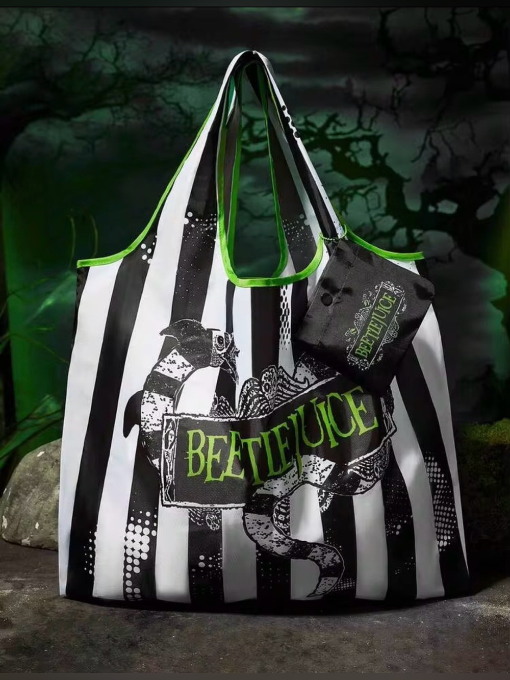 Beetle 🪲 Juice Tote Bag & Pouch Holder NEW 🖤🤍💚